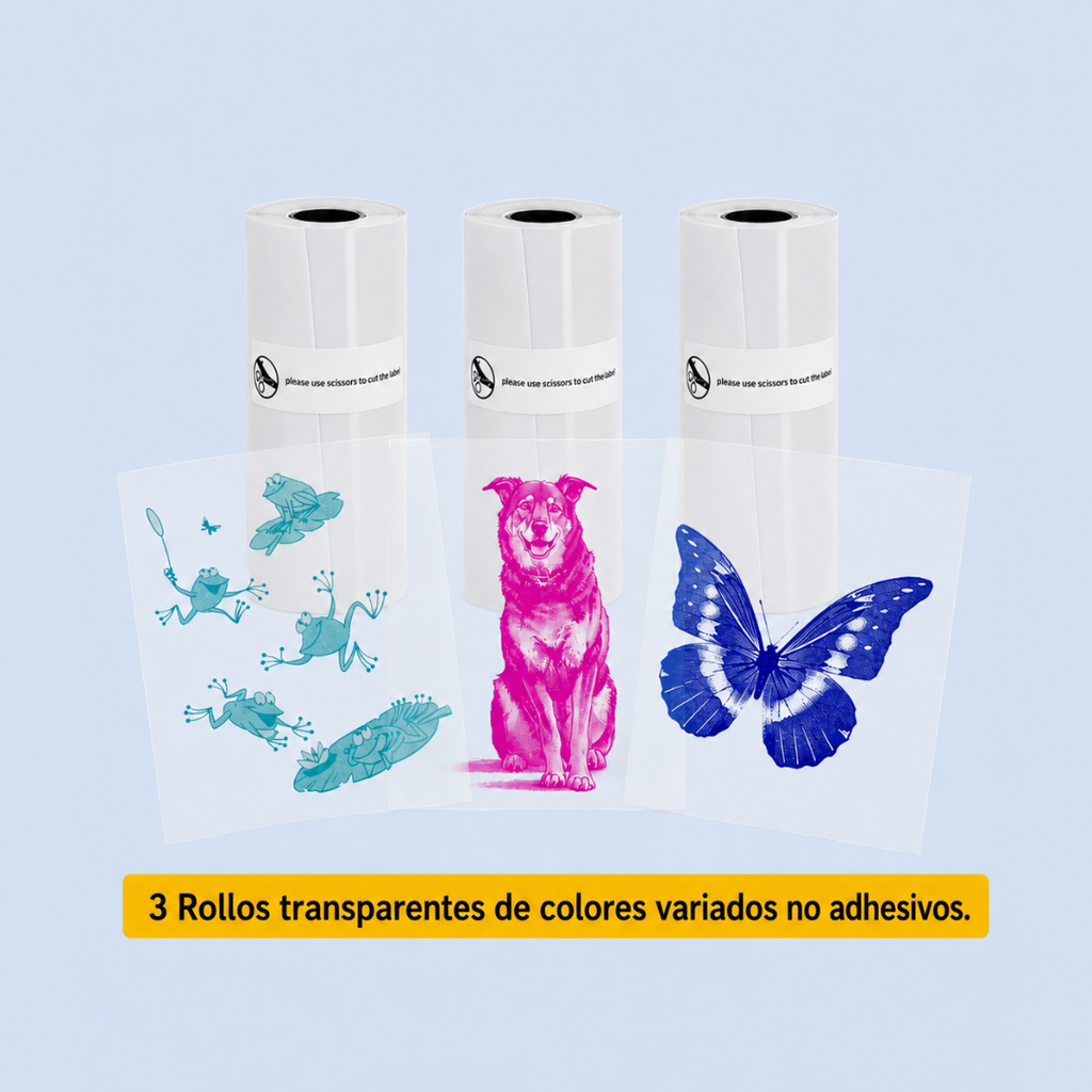 Papel Térmico Adhesivo de Colores para Mini Impresora