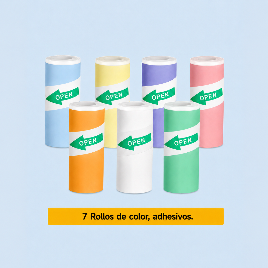 Papel Térmico Adhesivo de Colores para Mini Impresora