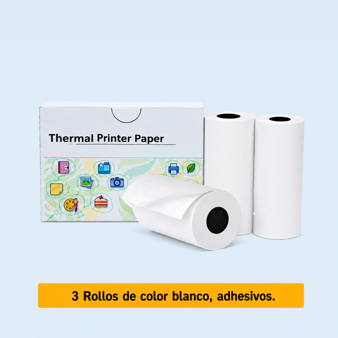 Papel Térmico Adhesivo de Colores para Mini Impresora