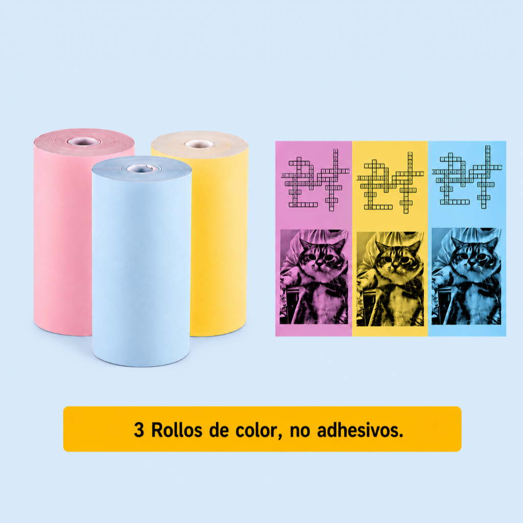 Papel Térmico Adhesivo de Colores para Mini Impresora