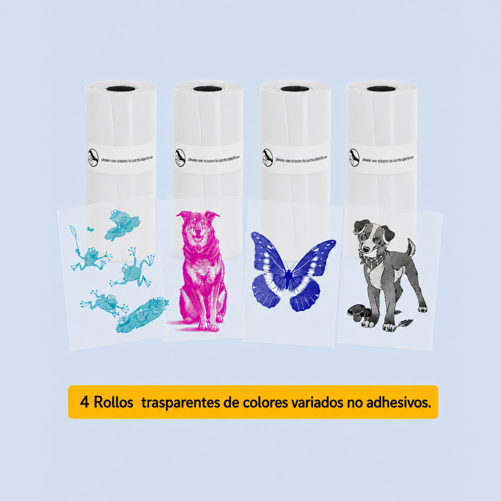 Papel Térmico Adhesivo de Colores para Mini Impresora