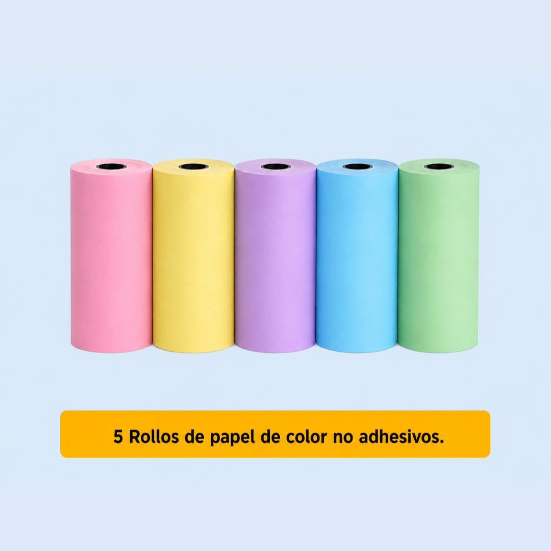Papel Térmico Adhesivo de Colores para Mini Impresora