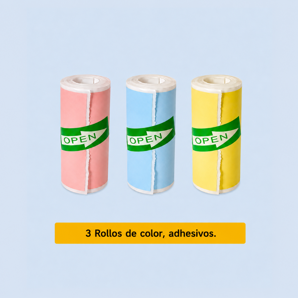 Papel Térmico Adhesivo de Colores para Mini Impresora