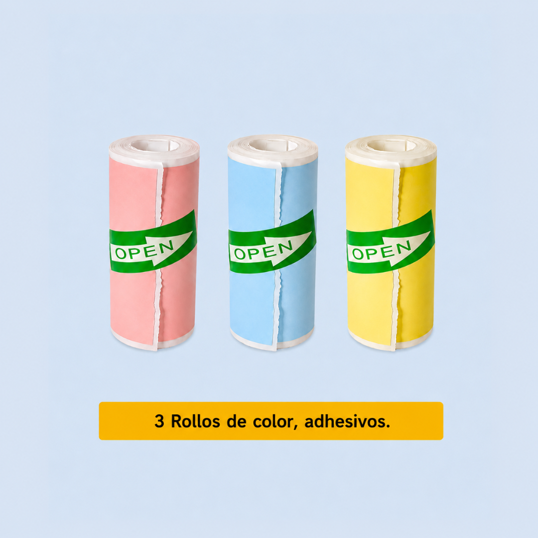 Papel Térmico Adhesivo de Colores para Mini Impresora